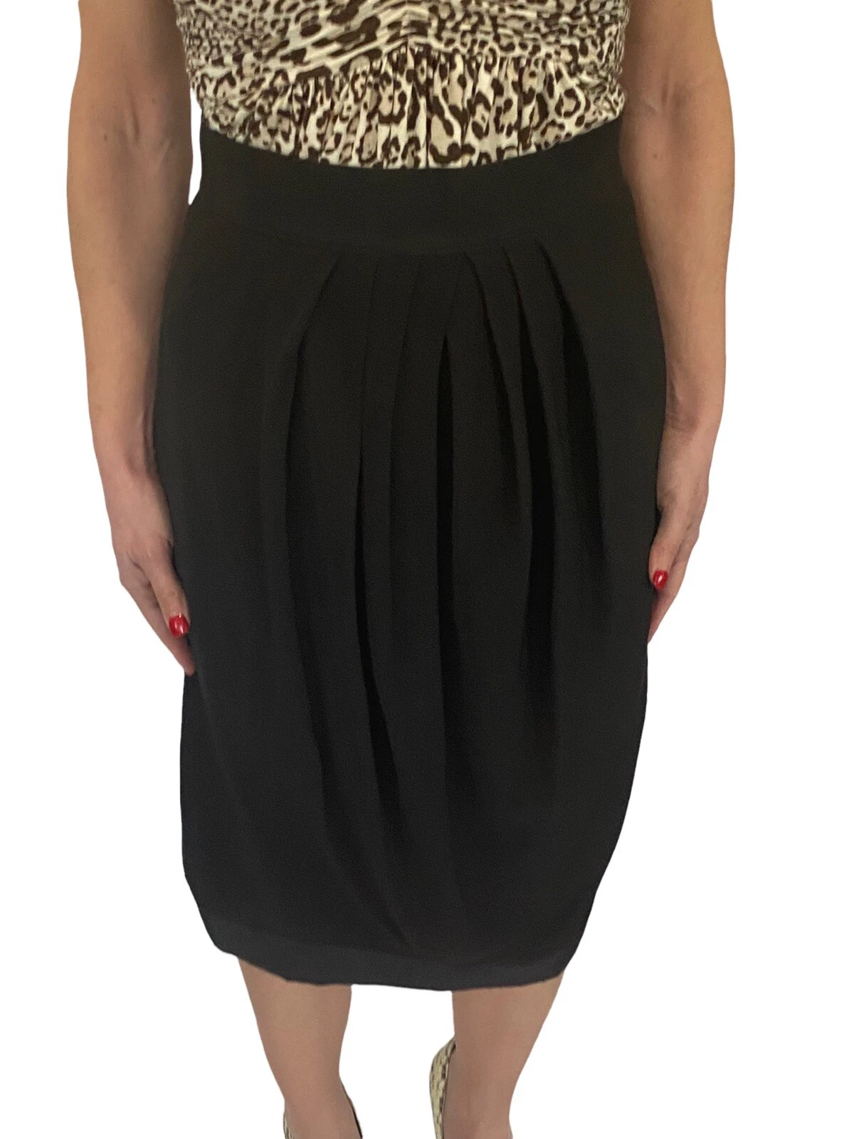 Gonna Valentino Hiver 2008 RUNWAY nera grosgrain midi plissettata taglia 6