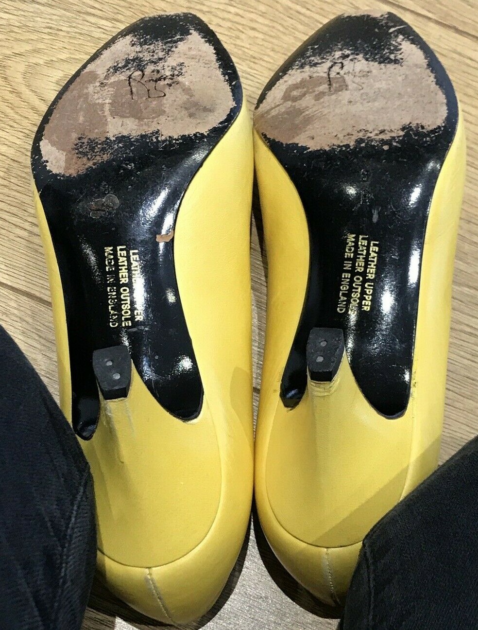 Vintage 1980s Yellow Leather Heels by Rayne, Size 8 - UK 5.5 9