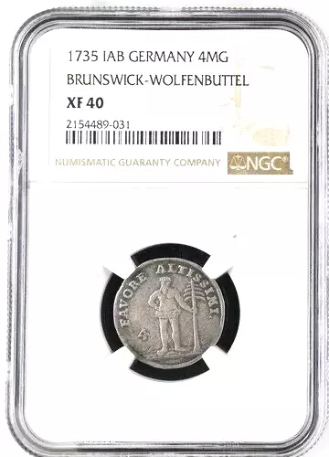 1735 IAB German States Brunswick Wolfenbuttel 4 Mariengroschen NGC XF 40 Germany