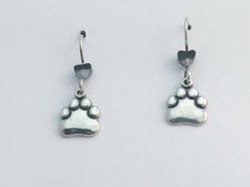 Sterling silver smooth medium paw print earring-dog, cat, paws, dogs, cats, team