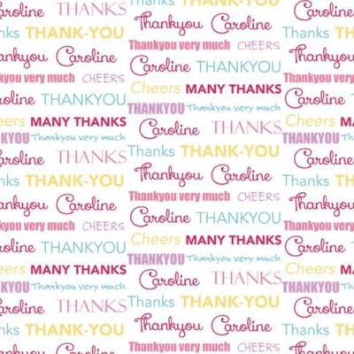 HOT OFF THE PRESS GIFTING LTD PERSONALISED THANK YOU THANKS NAME WRAPPING PRESENT WRAP PAPER ANY WORDING