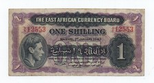EAST AFRICA 1 SHILLING 1943 PICK 27 LOOK SCANS