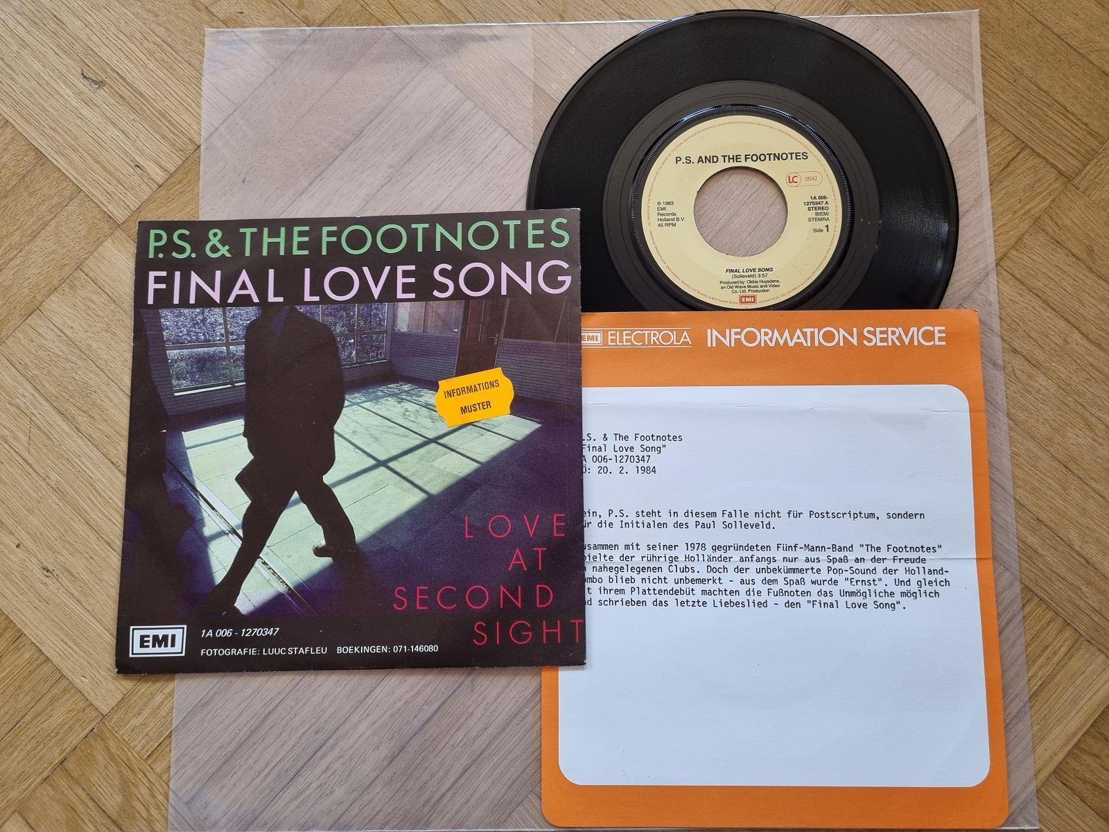 7"" Single P.S. & the Footnotes - Final love song Vinyl Holland PROMO FACTS