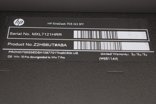 HP EliteDesk 705 G3 SFF (AMD PRO A10-8770 R7, 8GB RAM, 1TB HDD) - Picture 6 of 6