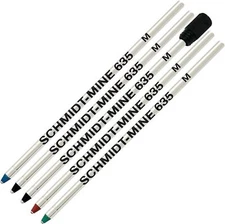Schmidt 635 D1 Mine Ballpoint Refill -Black, Blue, Red, Green (Tip 0.7mm)-5 Pack