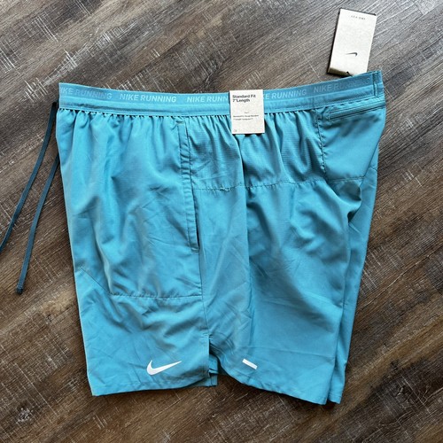 Nike Running Shorts 2XL Mens Stride Dri-FIT 7" Teal Green Brief Lined $55 - Picture 3 of 10