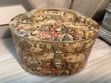 Vintage Anton Pieck Wooden Decoupage Box Purse Lucite Handle. B10