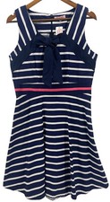 Trollied Dolly Dress Womens X-Large Navy Wide Stripe Tie Retro Tea Pin Up