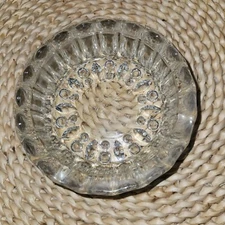 Vintage KIG Round Cystal Clear Pressed Heavy Glass Ashtray 4 Trays
