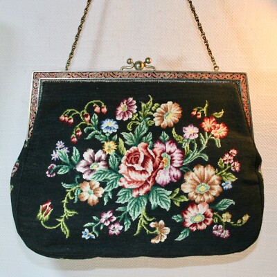 Antik Handtasche ART NOUVEAU EVENING BAG VIENNA Petit Point Sac à main 