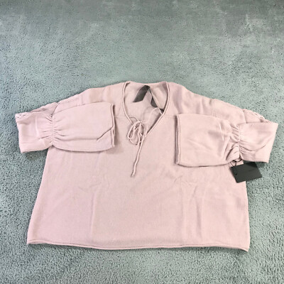 New Naadam Sweater Womens Medium Cashmere Pullover Pink Preppy Revery Mock Neck