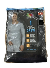 Thermal Top Shirt Base Layer Long John Black Waffle -M Fruit of the Loom