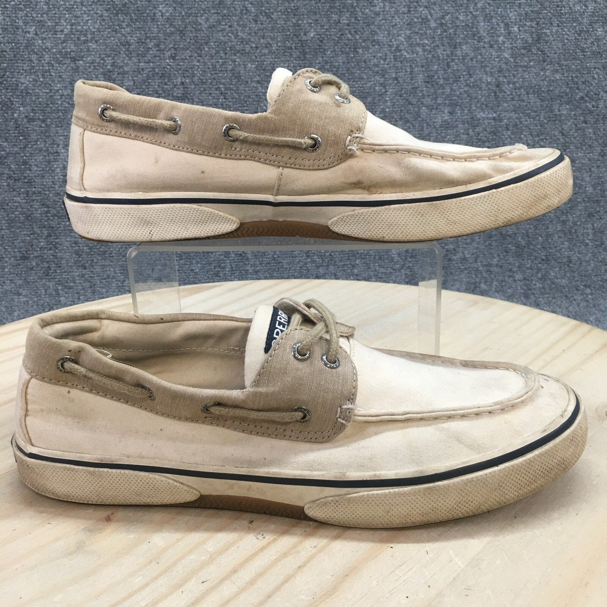 Sperry Sneakers Mens 7 Beige Top-Sider Canvas Lace Up Nautical Boat 13519899 Sperry Top Sider Striper Men main image 4