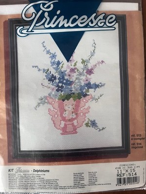 Princesse Delphiniums Kreuzstich komplettes Stickset, 11x 15'', R. 514, neu