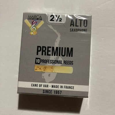Marca Premium Eb Sax Alto Saxophone Reeds - Box of 10 Filed Reeds Strength 2.5