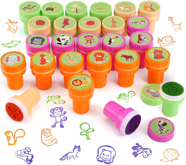 Stempel Kinder 26 PCS Stempelset Tiere Kindergeburtstag Mitgebsel Geburtstag Ges-image