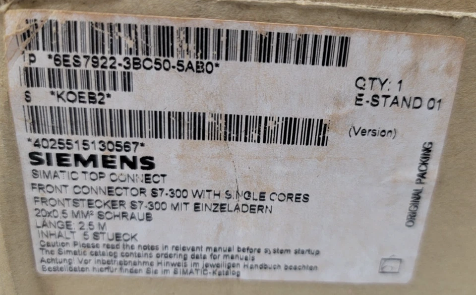 Siemens 6ES7922-3BC50-5AB0 Simatic Top Connect Conector Frontal S7-300 - Imagen 4 de 4