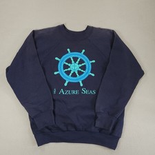 Vintage 80s SS Azure Seas Ship 50/50 Crewneck Sweatshirt SIGNAL USA Made Size L