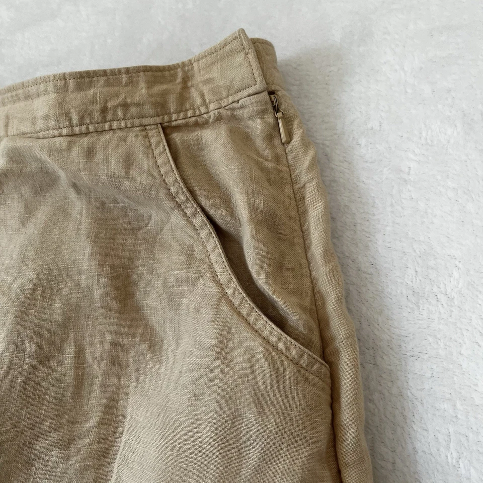 Falda J. Jill Floral Bordada Lino Bolsillos Forrada Boho Beige Tostado Talla 18 Foto 3 de 4