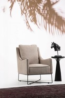 Ohrensessel Sessel Sitzer Cocktailsessel Stoff Wohnzimmer Modern Beige