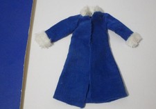 CLONE BARBIE MADDIE MOD BLUE CORUROY COAT W WHITE TRIM Clothes 1970'S HOMEMADE