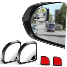 2PCS Blind Spot Mirror, HD Glass and ABS Housing Convex Wide Black Stick Fan
