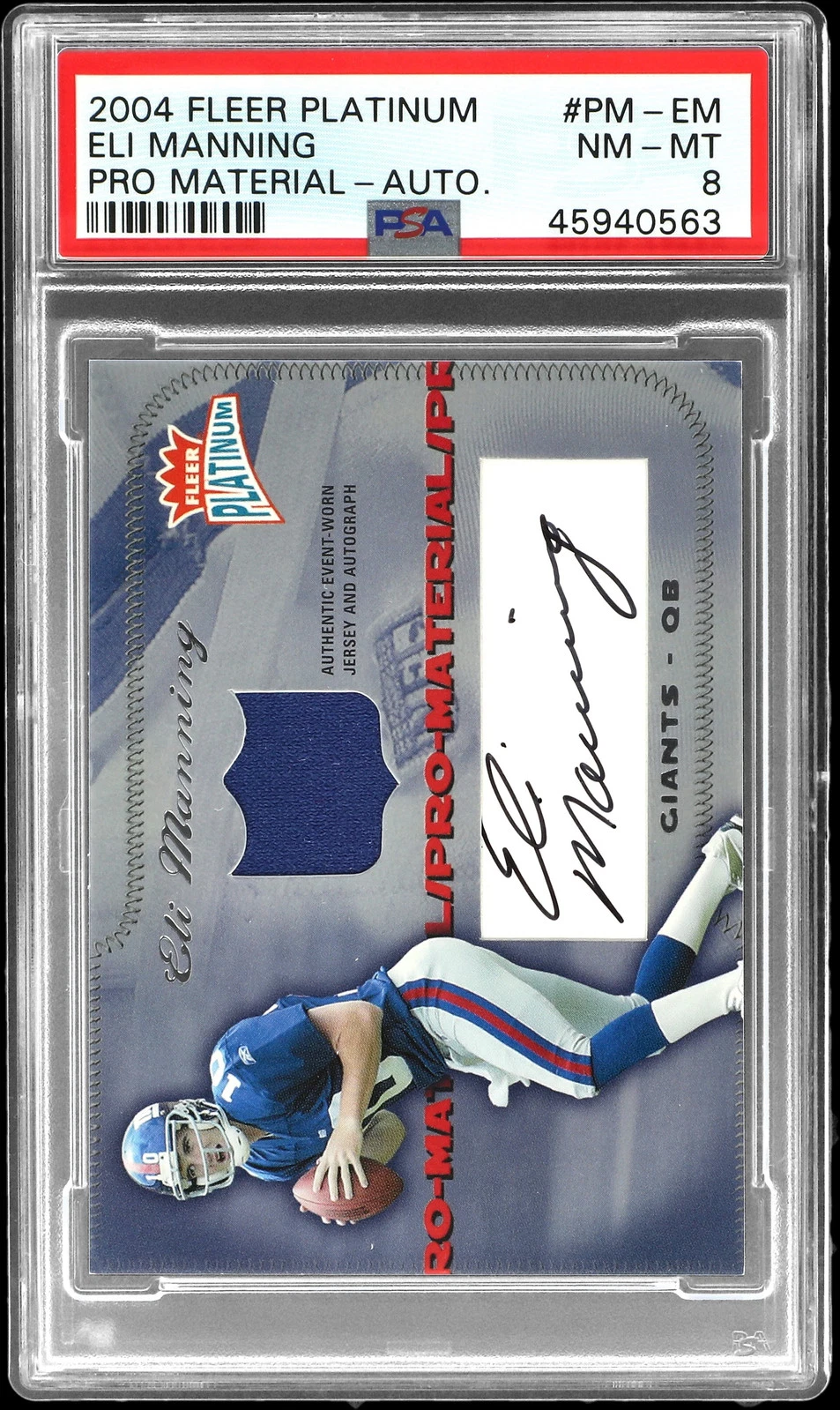 Eli Manning Fleer Platinum Pro Material #PMEM Autograph