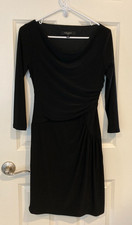 Nine West Black Ruched Cowl Neck 3/4 Sleeve Sheath Dress Women’s Size 6