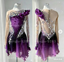 Figure Skating Dress Ice Skating Dress Competition Skating purple dyeing