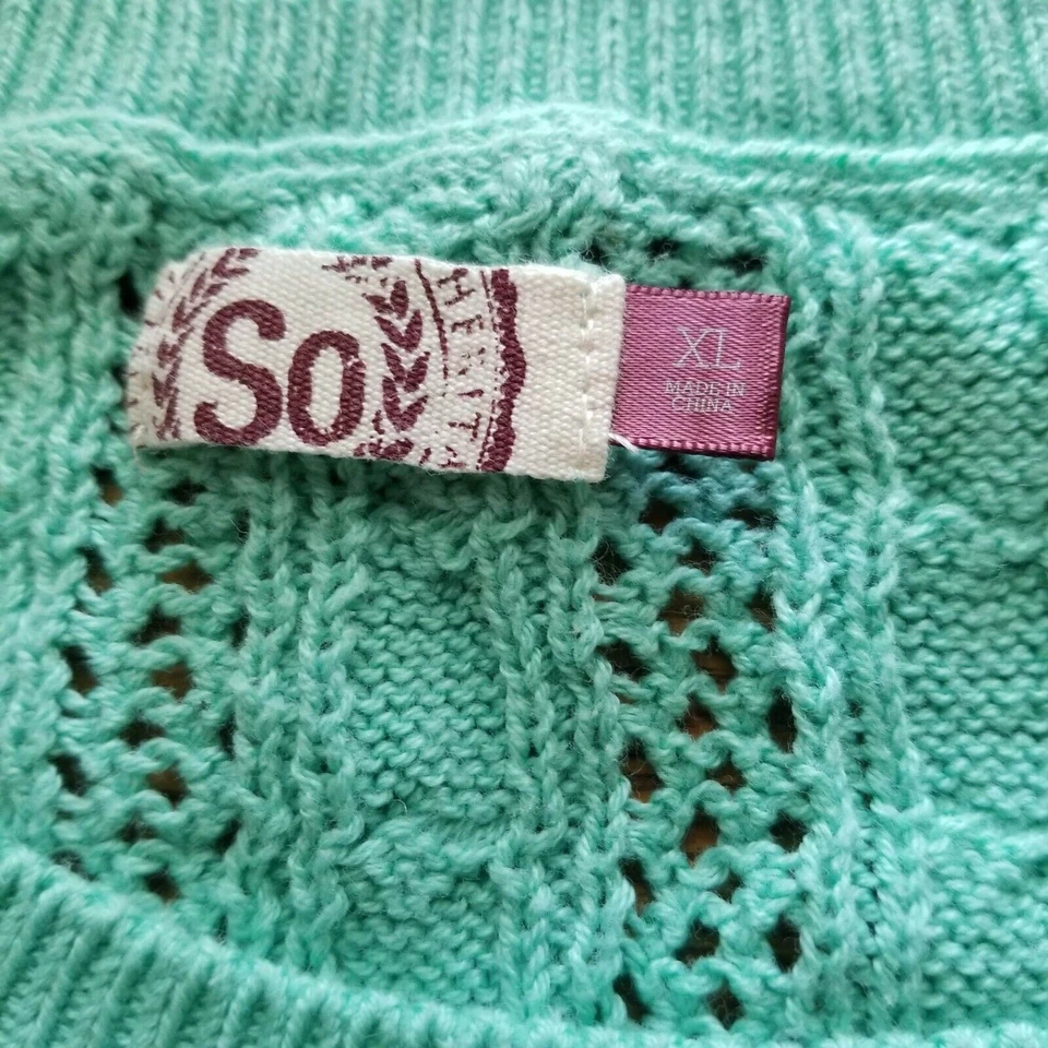 Kohls patrón de cuerda azul claro tejido manga 3/4 - talla XL Foto 4 de 4