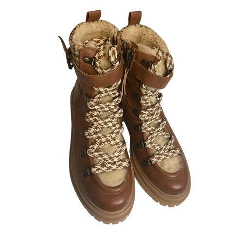 Sam Edelman Stiefel Damen 7,5 M braun Gretchen Circus Combat Schnürung kariert Reißverschluss - Bild 7 von 17