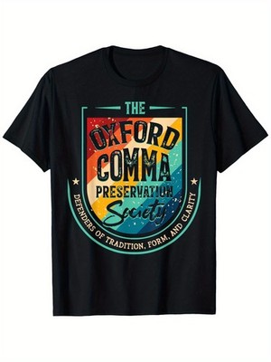 Retro Oxford Comma Preservation Society Funny Grammar T-Shirt, Loose style new