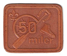 BSA BOY SCOUTS OF AMERICA 50 MILER AWARD 3X3 1/2 INCH LEATHER MINT PATCH