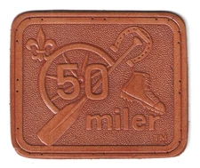 BSA BOY SCOUTS OF AMERICA 50 MILER AWARD 3X3 1/2 INCH LEATHER MINT PATCH