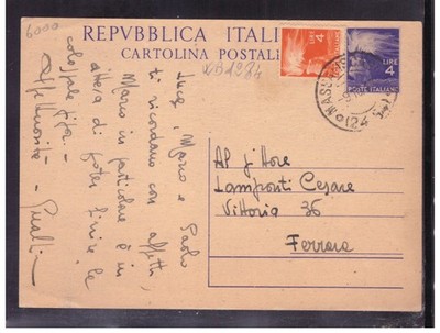 Postcard Italy Republic 4 L. Democratic + 4 Cufflinks 1947 WBD1284 #