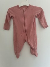 Wonder Nation Baby Girls 1-Piece Solid Pink 100 Cotton Zip Long Sleeve PJs 3-6M