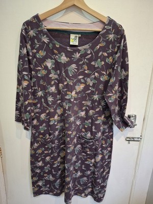 Purple leaf flower print 3/4 sleeve dress size 18 Weird Fish