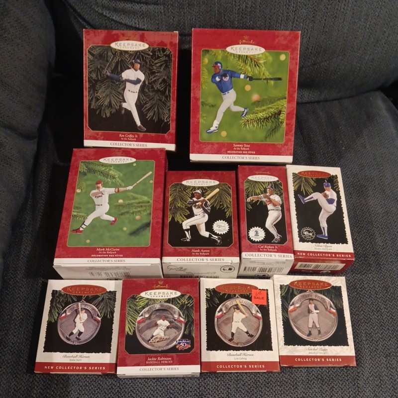 Lot of 10 Hallmark baseball Christmas Ornaments  Vintage 90s-00s 