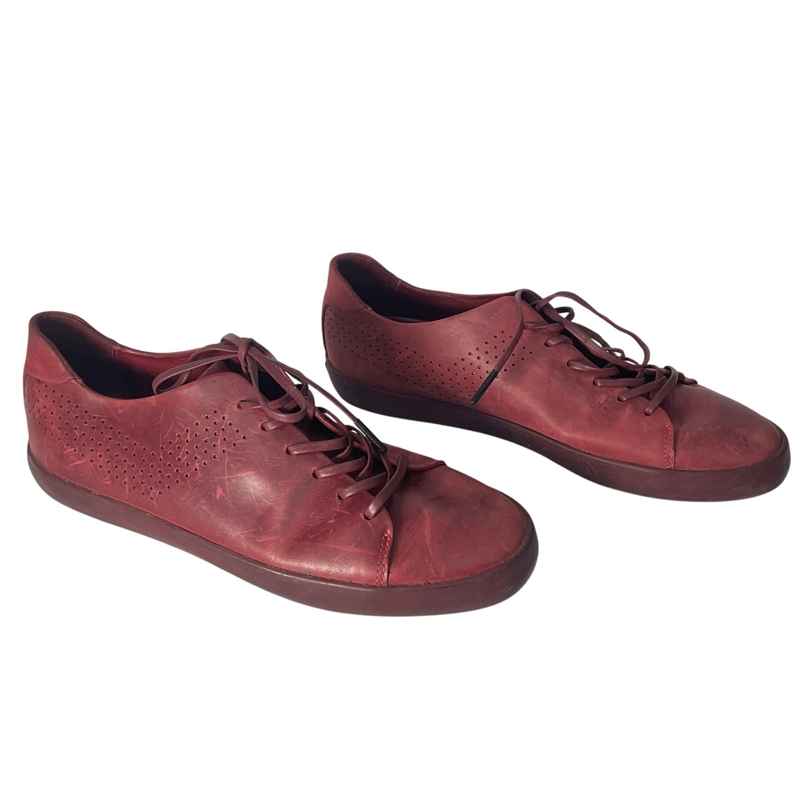 Sneakers basse PONY uomo rosso scuro in pelle con lacci taglia 9 usate