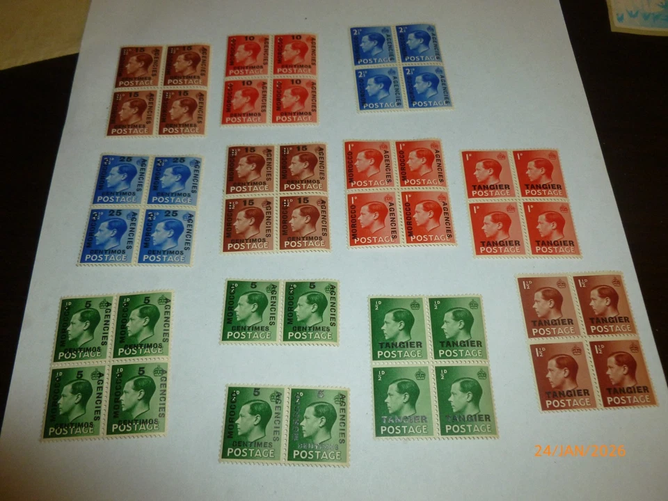 Agencias Marruecos Rey Eduardo VIII 1936 Definitivos MNH Lote Bloque Original Foto 4 de 4