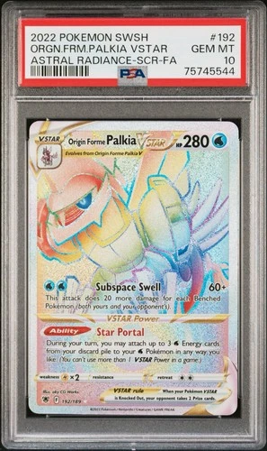 2022 SECRET #192 FULL ART/ORIGIN FORME PALKIA VSTAR PSA 10