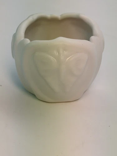 Vintage Van Briggle Pottery White Butterfly Moth Vase Signed