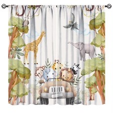 African Animal Curtains for Kids Bedroom, Safari Tropical Lion Monkey Parrots...