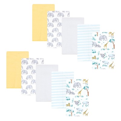Unisex Baby Cotton Flannel Burp Cloths 10-Pack, Safari Friends, Size