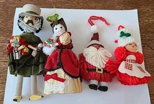 Kurt S Adler Christmas Husk Ornaments Santa Clause Yarn Vintage Excellent