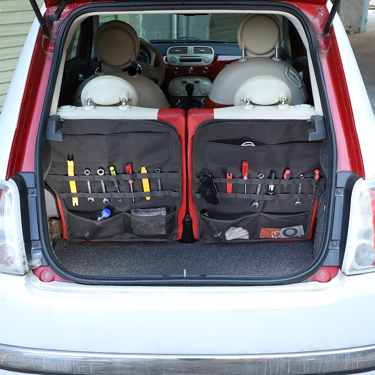Black Trunk Organizer Back Seat Pocket Storage Bag For Fiat 500