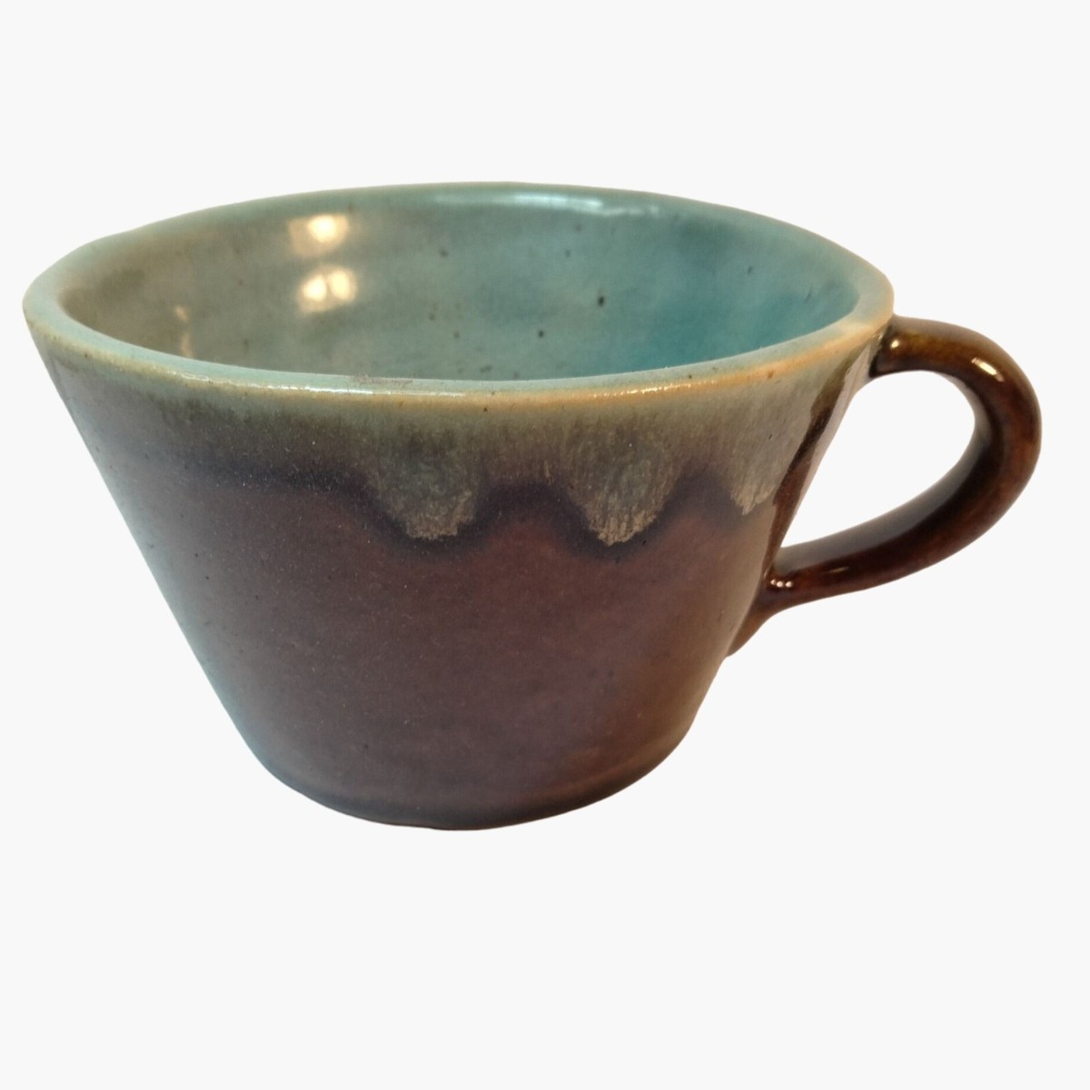 Handmade Ceramic Coffee Mug 12 Oz Earthy Brown Teal Glaze 8 0z Rustic Lodge  Boho