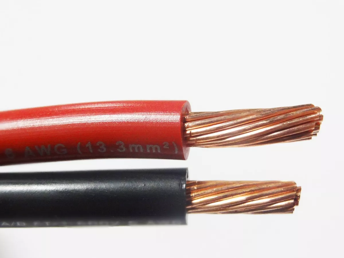 80' FT MTW 6 AWG GAUGE 40' BLACK & 40' RED STRANDED COPPER SGT