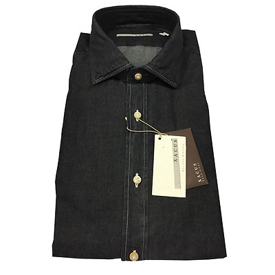 XACUS Hemd Schwarz Herren Gewaschen 100% Baumwolle