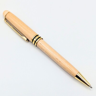 Executive Wood Ballpoint Pen Maple Wood Gold Trim Twist Medium Tip Office Gift